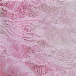 Pink V Neck Halter Backless Floral Lace Babydoll Sleepwear Lingerie with Panty N17296