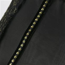 Charming Black Sheer Mesh Floral Lace Bustier Girdle Waist Cincher N17308