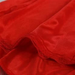 Charming Red Satin Spaghetti Strap Open Back Babydoll Lingerie Sleepwear Dress N17353