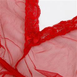 Sexy Red Sheer Mesh Loose Sleepwear Bodysuit Teddy Lingerie N17356