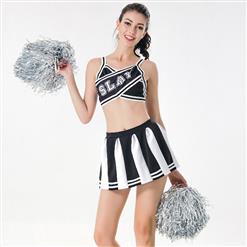 Sexy Adult Cheerleader Costume Spaghetti Strap Crop Top Mini Skirt Set N17418