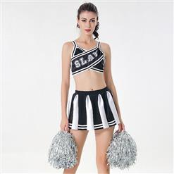 Sexy Adult Cheerleader Costume, Spaghetti Strap Crop Top Skirt Set, Backless Crop Top Mini Skirt Set, Sexy Cheerleader Mini Skirt Set, Fashion Spaghetti Strap Cheerleader Costume, Backless Cheerleaders Costume Set, #N17418