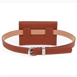 Fashion Brown Faux Leather Waist Belt with Mini Purse Travel Cell Phone Bag N17472