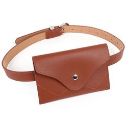 Fashion Brown Faux Leather Waist Belt with Mini Purse Travel Cell Phone Bag N17472