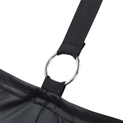 Sexy Black One-piece Faux Leather Elastic Suspender Shorts Bodysuit Leotard N17498