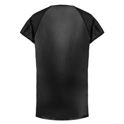 Men's Flirty Black PU Mesh Splicing Tight Shirt N17510