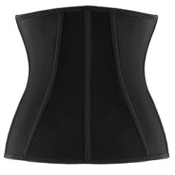 Black 9 Steels Boned Latex Sport Waist Cincher Underbust Corset N17511