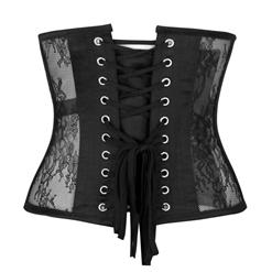 Fashion Black See-through Floral Lace Steel Boned Underbust Waist Cincher Corset N17535