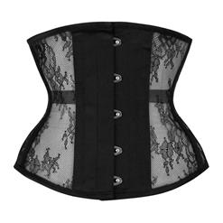 Fashion Black See-through Floral Lace Steel Boned Underbust Waist Cincher Corset N17535