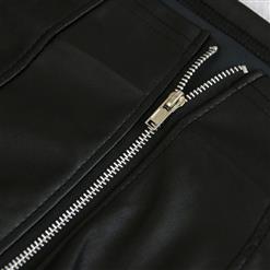 Sexy Black Faux Leather Tight Zipper Open Butt Shorts N17589