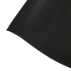 Sexy Black Faux Leather Tight Zipper Open Butt Shorts N17589