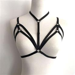 Sexy Lingerie Bra, Sexy Black Cupless Bra, Fashion Strappy Bra, Valentine's Day Sexy Bra, Sexy Halter Bra for Women, Harness Cupless Bra, #N17590