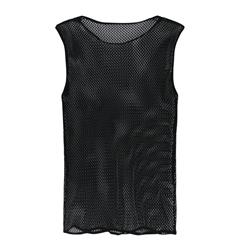 Men's Sexy Black Mesh Transparent Tank Top Vest N17730