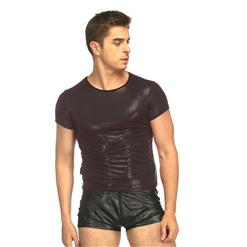 Men's Sexy Black Short Sleeve Tight Clubwear Shirt N17731