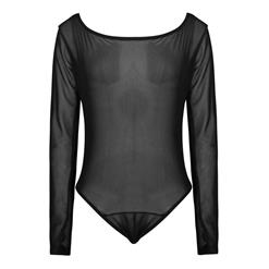 Men's Flirty Black Mesh Transparent Bodysuit N17734