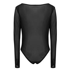 Men's Flirty Black Mesh Transparent Bodysuit N17734