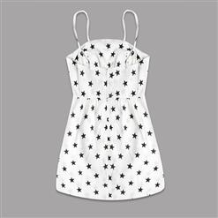 Fashion White Star Print High Waist Mini Dress N17967