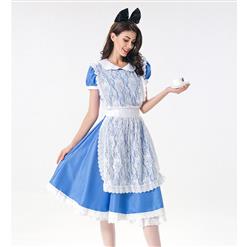 Cute House Maid Dress with Lace Apron Adult Halloween Cosplay Costume N17995