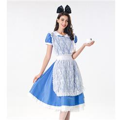 Cute House Maid Dress with Lace Apron Adult Halloween Cosplay Costume N17995