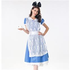 Cute House Maid Dress with Lace Apron Adult Halloween Cosplay Costume N17995