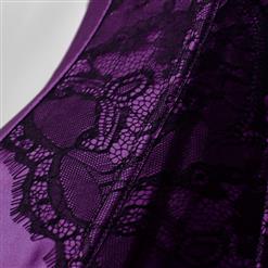 Retro Purple Satin Corset Lace Embellished Overbust Corset N18018