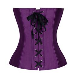 Retro Purple Satin Corset Lace Embellished Overbust Corset N18018