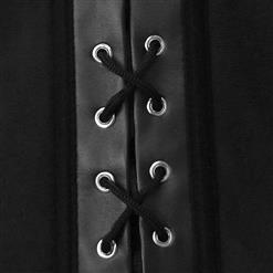 Steampunk Black Faux Leather Steel Boned Waistcoat Vest Overbust Corset N18020