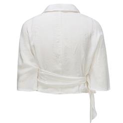 White Cotton Cross Round Neck Women's Elegant Blouse N18184