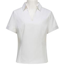 White Cotton V-Neck Women's Blouse N18190