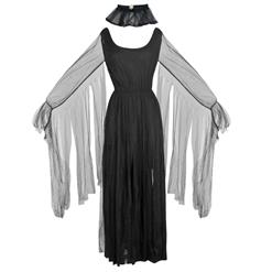 Black Evil Ghost Bride Dress Adult Vampire Halloween Costume N18196
