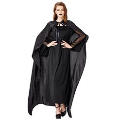 Gothic Black Vampire Dress Adult Devil Cloak and Dress Halloween Costume N18200