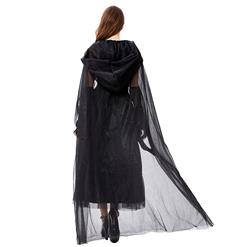 Gothic Black Ghost Bride Dress Adult Vampire Cloak and Dress Halloween Costume N18201