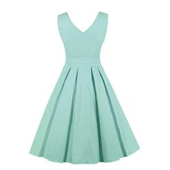 Green Elegant V-neckline Sleeveless Hight Waist Midi Dress N18211