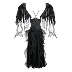 Deluxe Adult Noble Elegant Fallen Angel Halloween Fancy Ball Cosplay Costume with Wing N18247