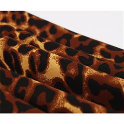Sexy Leopard Print Turn Down Collar Short Sleeves High Waist Midi Swing Dress with Belt N18341