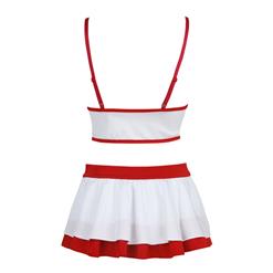 4Pcs Sexy Ruffled Crop Top and Mini Skirt Nurse Cosplay Lingerie Flirty Costume N18430