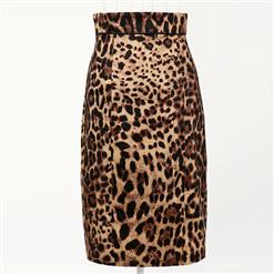 Women's Fashion Leopard Print High Waist Slim-fitting Midi Barrel Skirt N18433