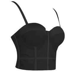 Sexy Black See-through Mesh Spaghetti Straps Bustier Bra Corset Clubwear Crop Top N18607