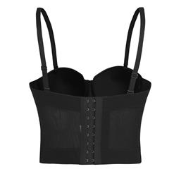 Sexy Black See-through Mesh Spaghetti Straps Bustier Bra Corset Clubwear Crop Top N18607