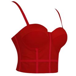 Sexy Red See-through Mesh Spaghetti Straps Bustier Bra Corset Clubwear Crop Top N18608