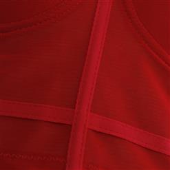 Sexy Red See-through Mesh Spaghetti Straps Bustier Bra Corset Clubwear Crop Top N18608