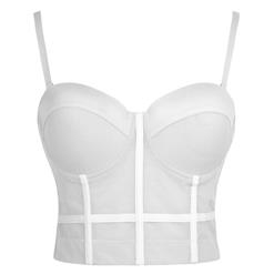 Sexy White See-through Mesh Spaghetti Straps Bustier Bra Corset Clubwear Crop Top N18609