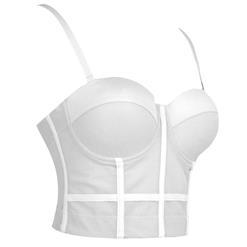 Sexy White See-through Mesh Spaghetti Straps Bustier Bra Corset Clubwear Crop Top N18609