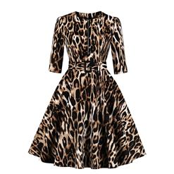 Cute Swing Dress, Retro Dresses for Women 1960, Vintage Dresses 1950's, Plus Size Summer Dress, Vintage Dress for Women, Sexy Leopard Print Dresses for Women, Vintage Spring Dresses for Women, #N18670