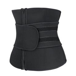 Unisex Black Neoprene Sports Waist Trimmer Workout Enhancer Body Shaper Belt N18671