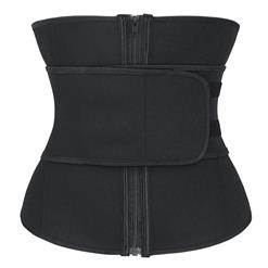 Unisex Black Neoprene Sports Waist Trimmer Workout Enhancer Body Shaper Belt N18671