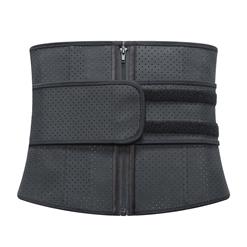 Unisex Black Breathable Meshed Neoprene Sports Waist Trimmer Workout Enhancer Body Shaper Belt N18672