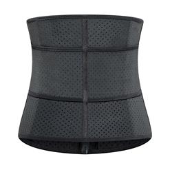 Unisex Black Breathable Meshed Neoprene Sports Waist Trimmer Workout Enhancer Body Shaper Belt N18672
