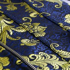 Victorian Gothic Floral Jacquard Boned Wide Straps Lace Up Bustier Vest Corset N18709