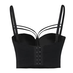 Sexy Black Strappy Padded Underwire B Cup Bustier Bra Clubwear Crop Top N18720